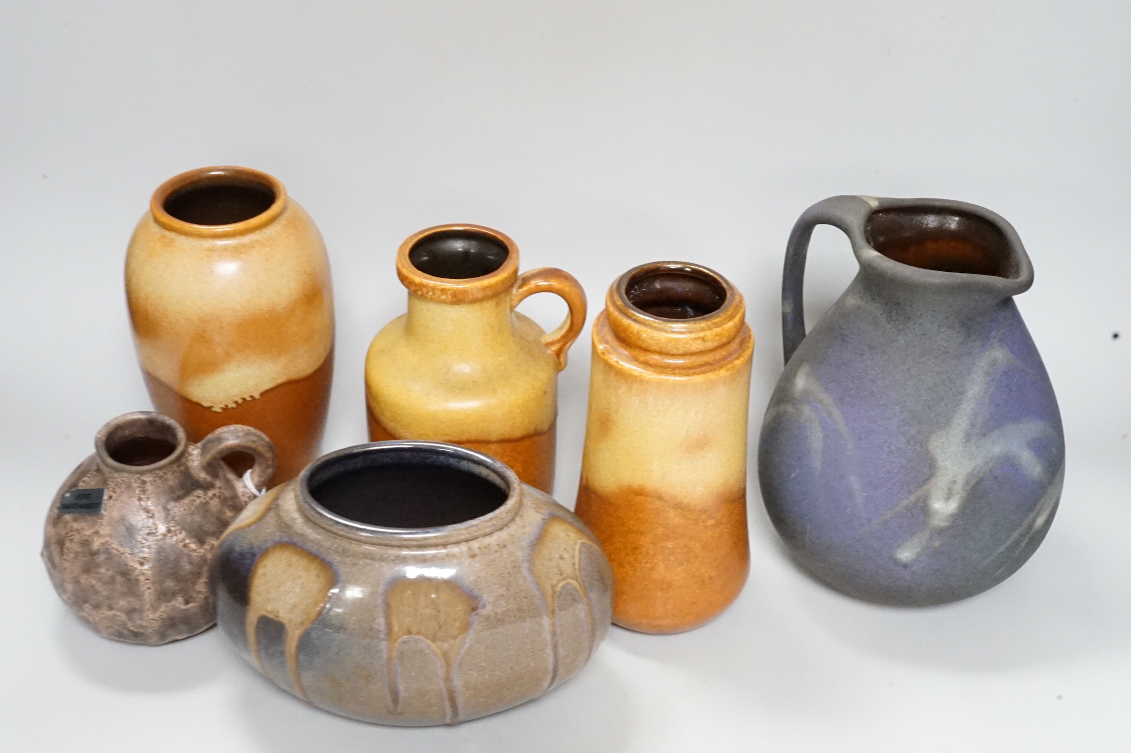 Mid 20th century West German pottery including Scheurich and Ruschau and three mid century West German pots, tallest 19cm